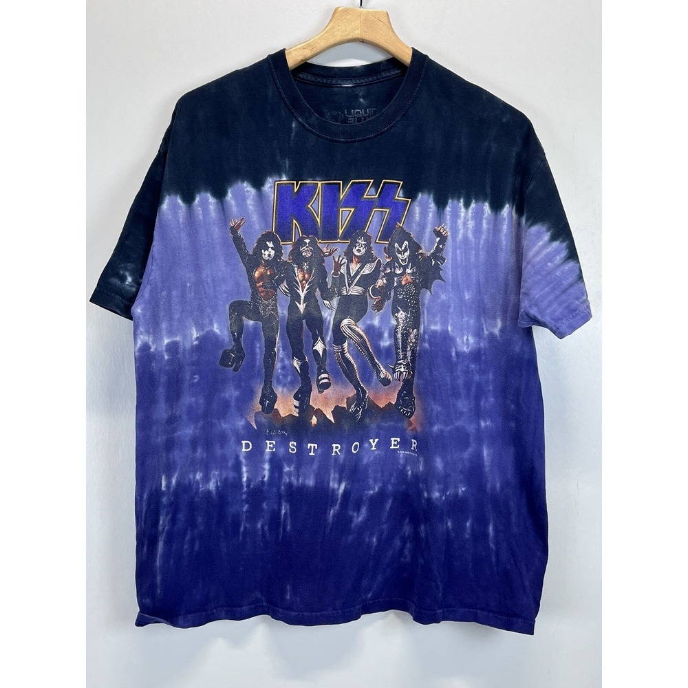 Liquid Blue KISS Destroyer Tie Dye Tshirt Sz XL GUC Band